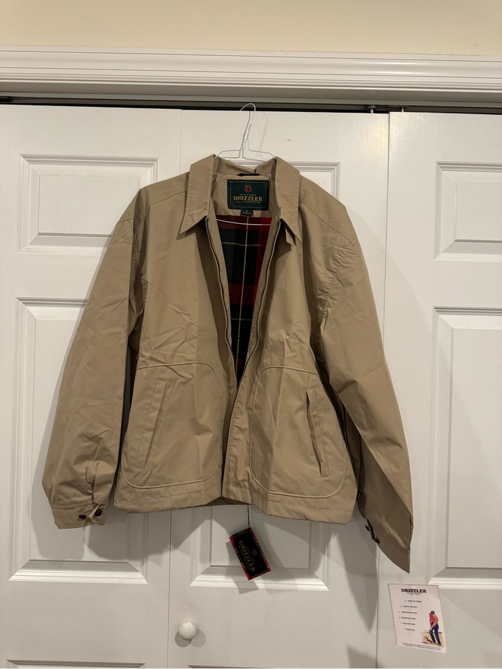 Vintage McGregor Drizzler Jacket NWT Tan Beige XL Plaid Lining Deadstock